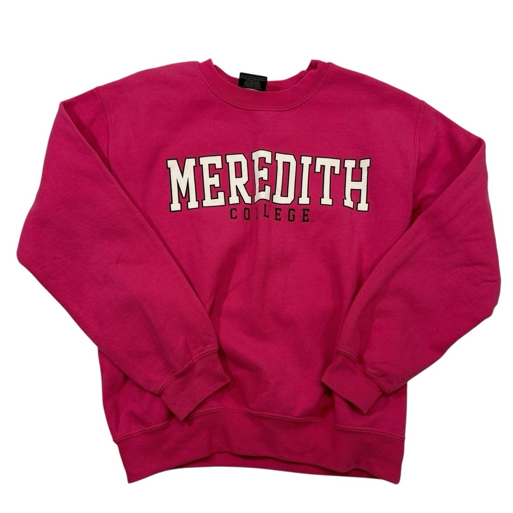 VTG 90's MV Sport Meredith College Sweatshirt Pink Long Sleeve Logo Sz S